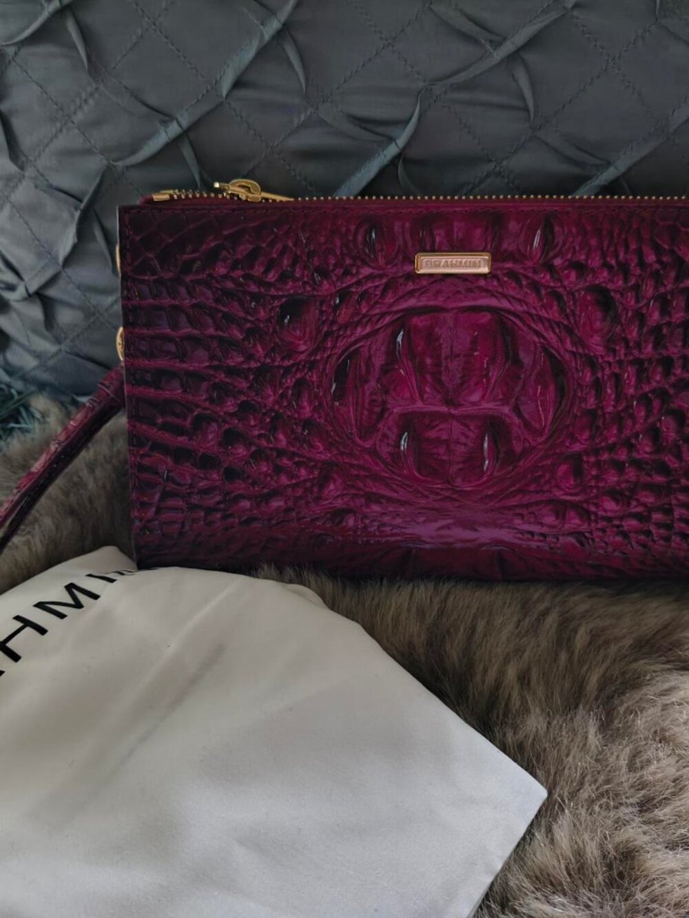 BRAHMIN Daisy Wristlet, Plum